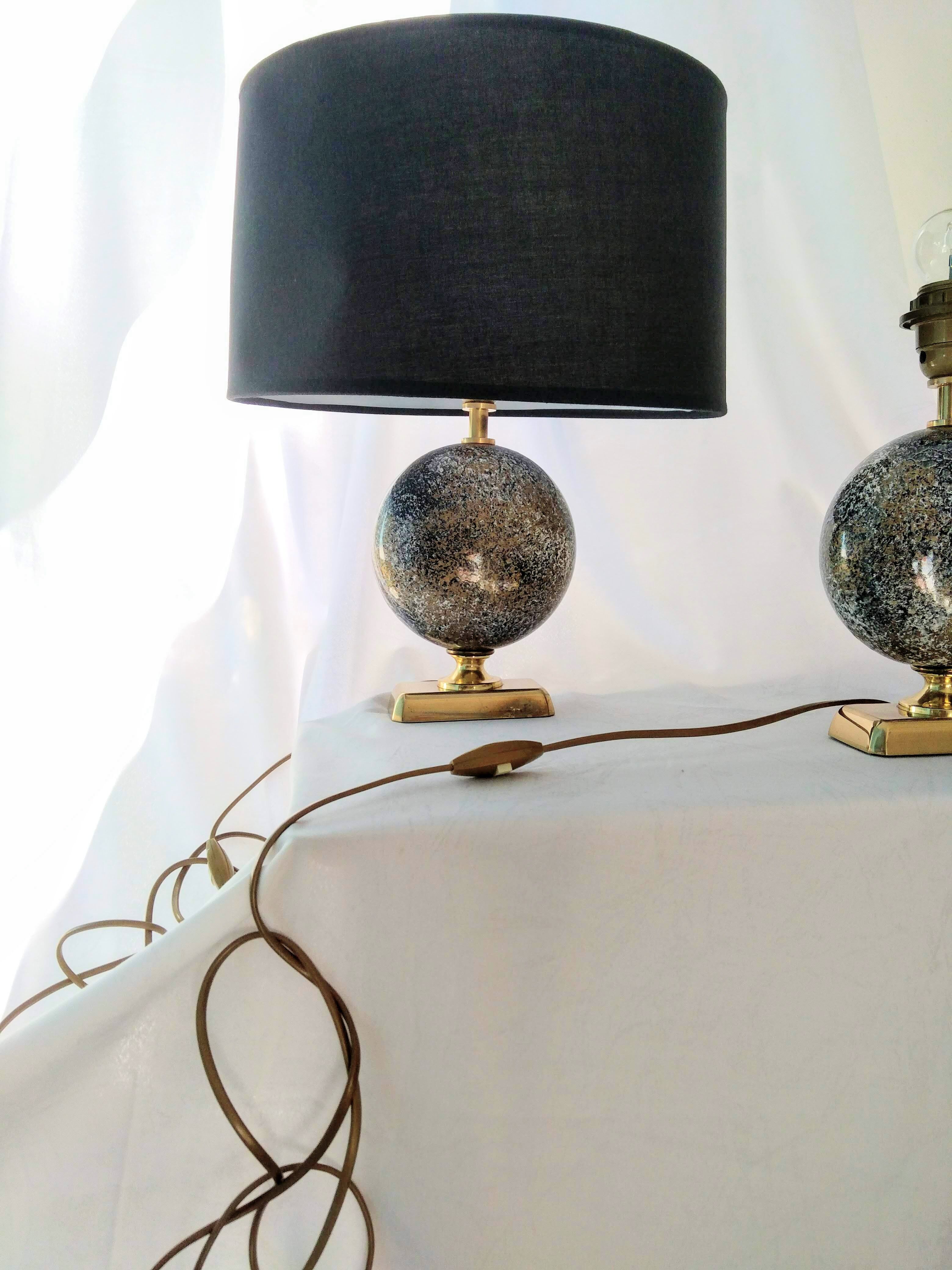 Pair of French 70s lamps Philippe Barbier style