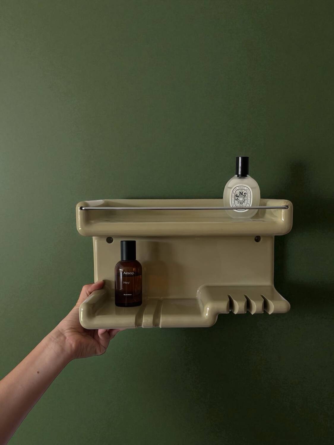 Space Age beige plastic wall shelf