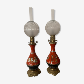 Pair of oil lamps restoration