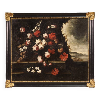 Antique still life painting from the first half of the 18th century