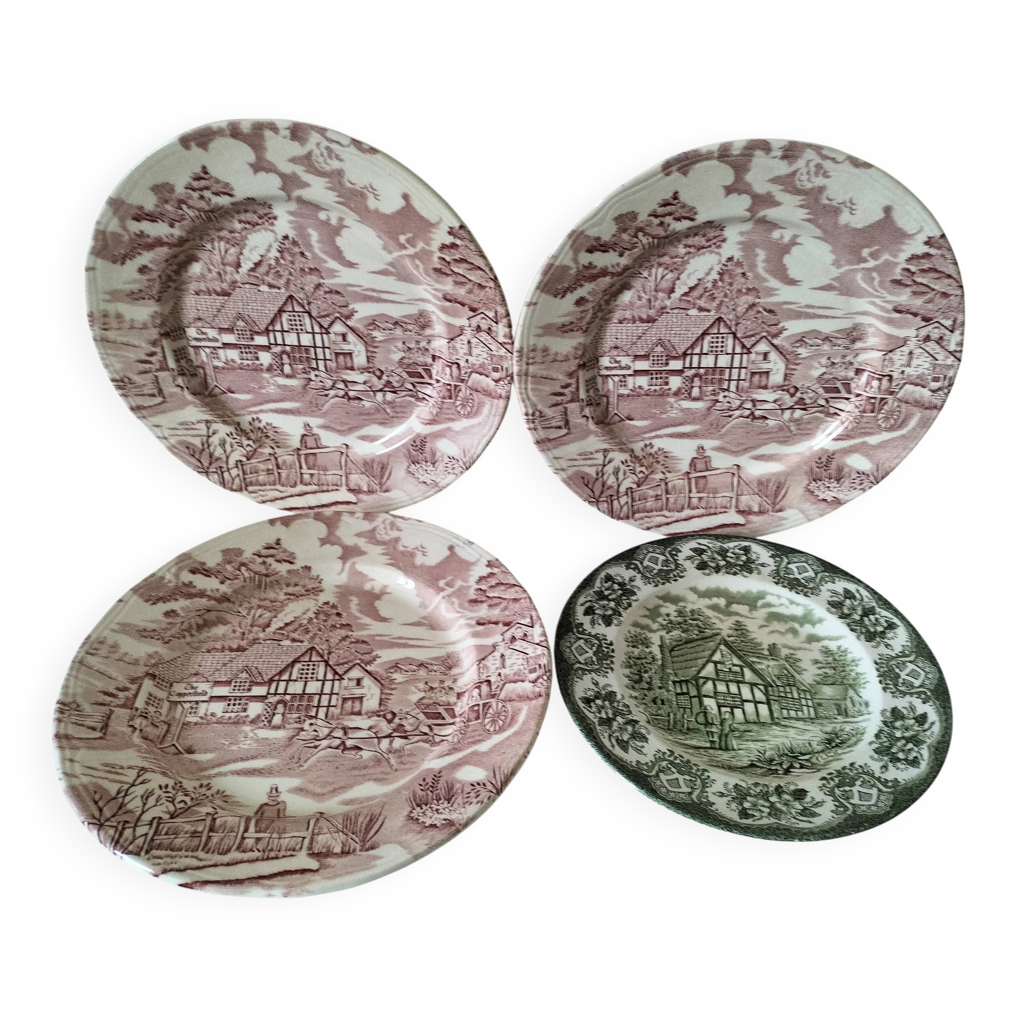 4 Lunéville & Ironstone plates – English Style decor