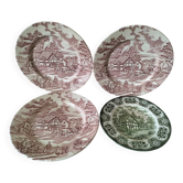4 Lunéville & Ironstone plates – English Style decor