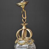 Lantern conical gilded beveled faceted glass old white XIXth