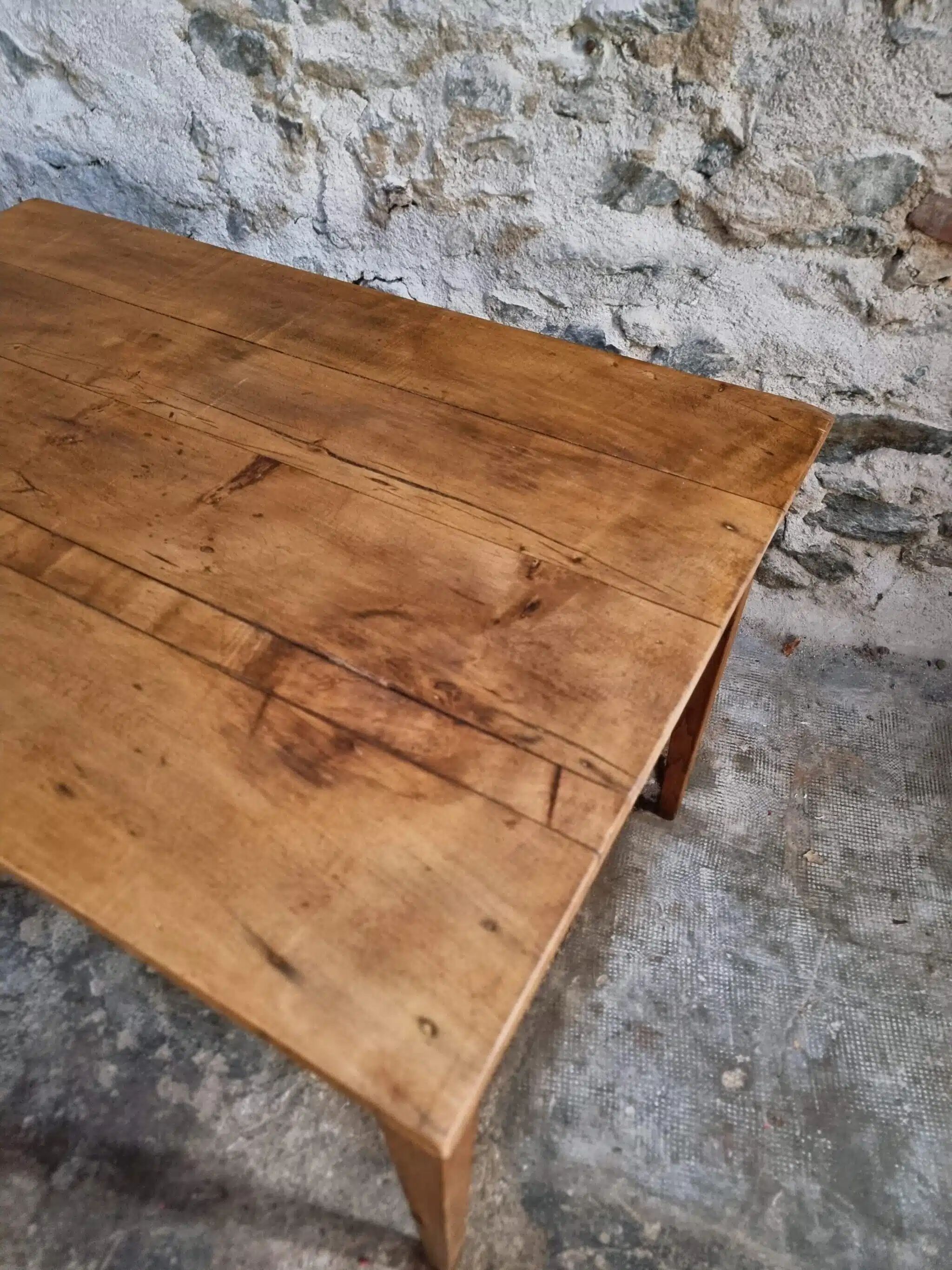 Antique French dining table with drawer, around 1900.