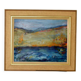 Mid-century oil painting on canvas "Landscape" - Vintage and printed