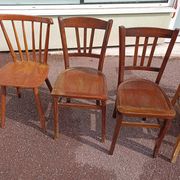 Set of 16 mismatched wooden bistro chairs - vintage - luterma