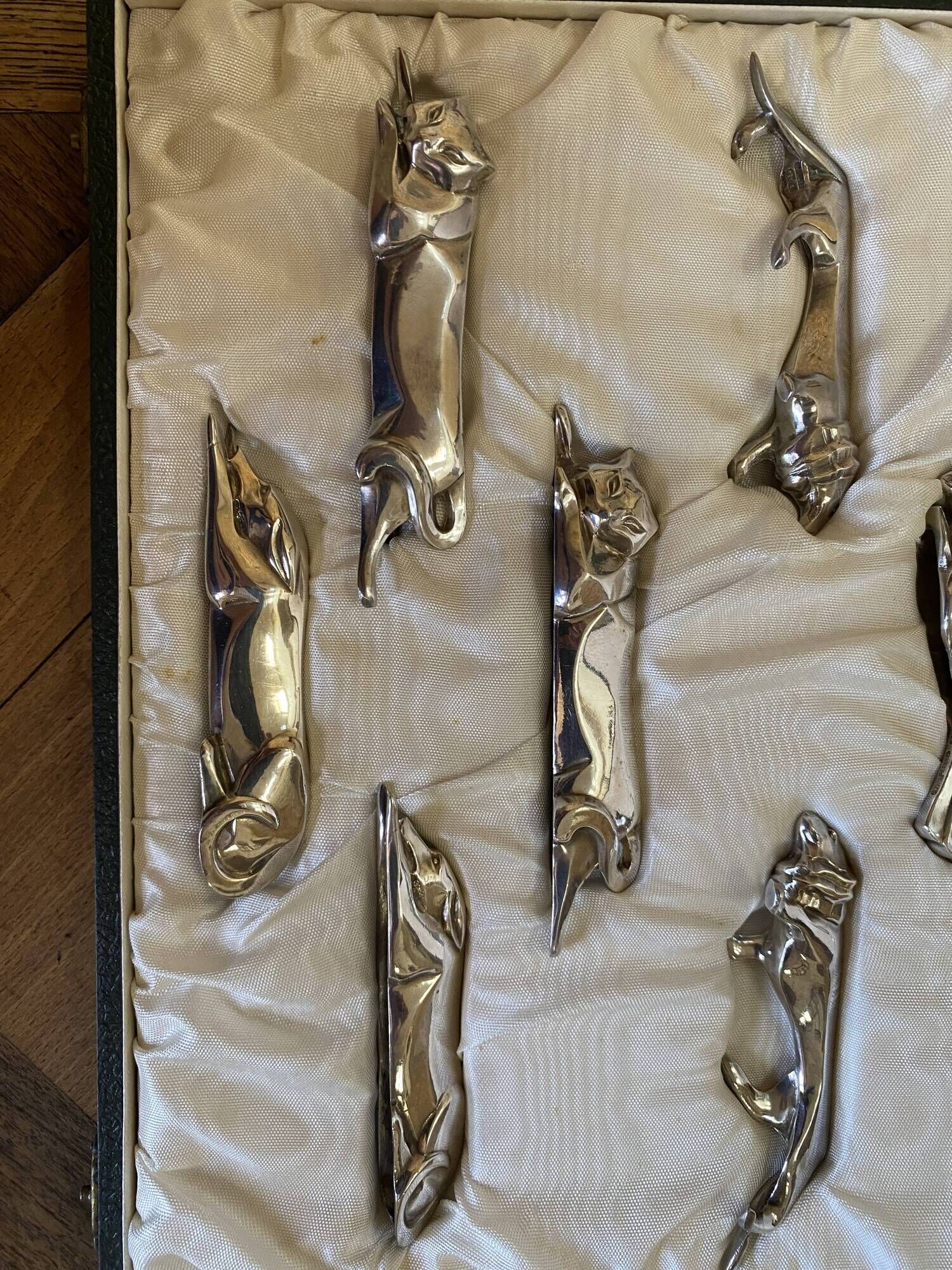 set of 12 animal-shaped knife rests in Art Deco style by Christofle