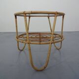 Italian Bamboo & Glass Coffee Table, 1950s