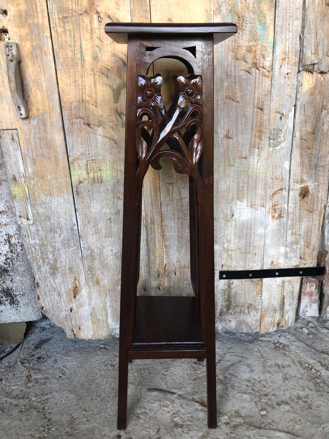 High table silver mahogany carved vintage