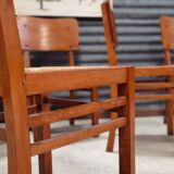 Set of 6 straw wood chairs 1950