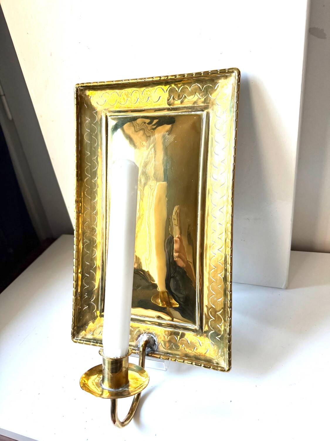 Large ScandiSca Vintage Brass Wall Candle holder  Sconce  height 34 cm