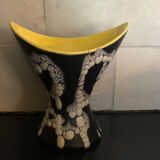 Vase ceramique jaune et noir années 50