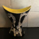 Yellow and black ceramic vase 50s