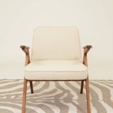 Fauteuils MID century chaise longue vintage en écru lot de 2 fauteuils