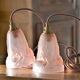 Pair of art nouveau style pendants in pink molded glass