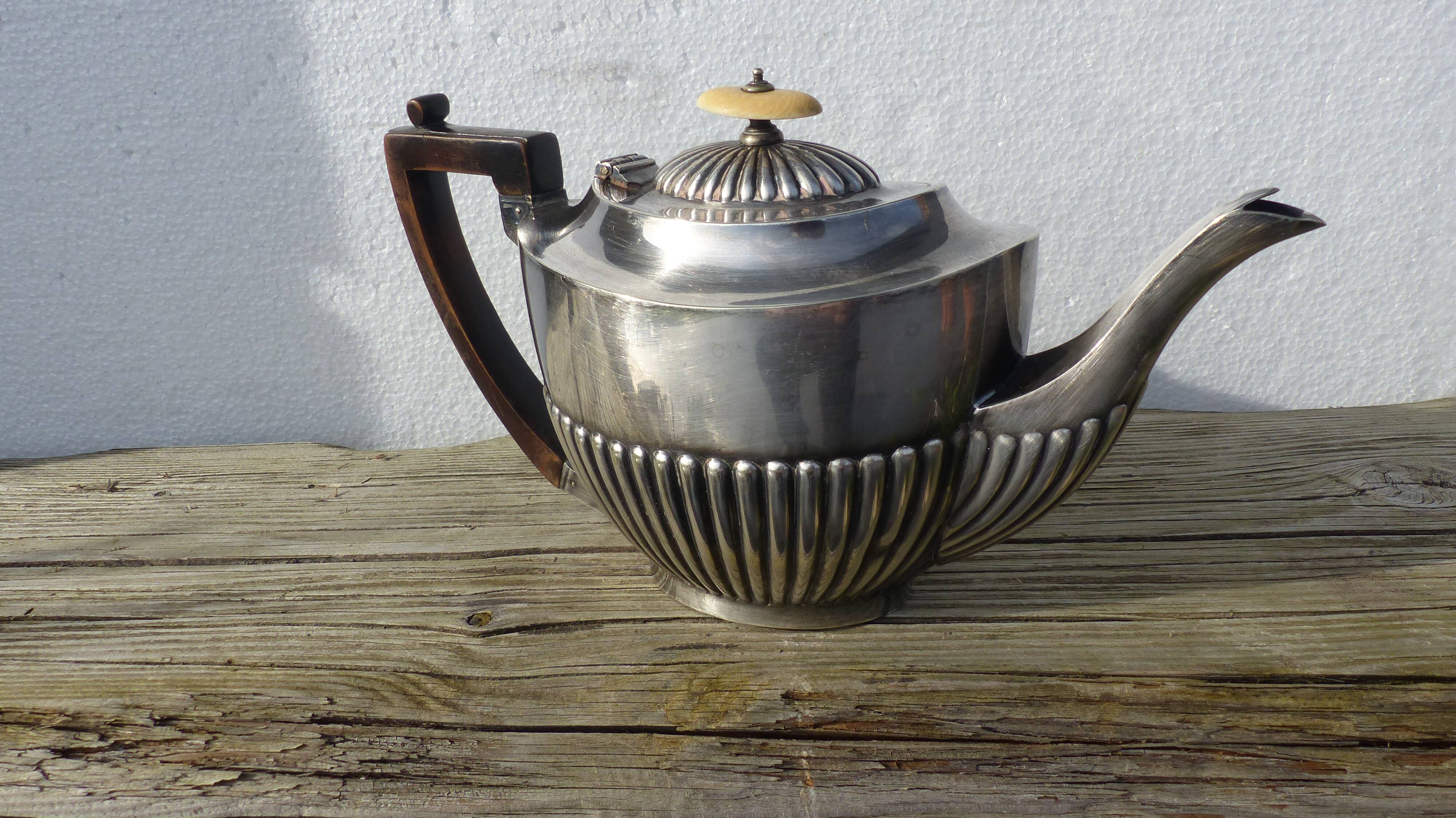 Silver metal teapot