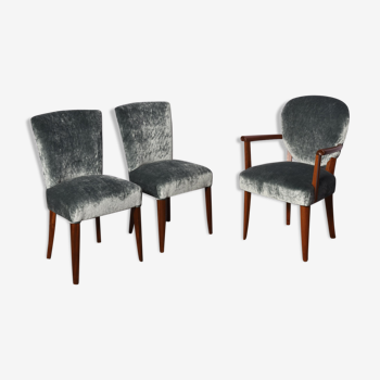 Set of 3 chairs art deco 1930 s