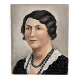 Oil on canvas portrait, vintage, bohemian countryside decoration.