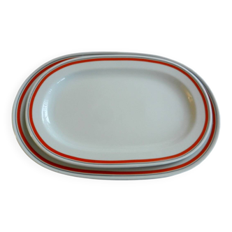 Porcelaine d’Auteuil, création Jacques Lobjoy, modèle bistrot : deux plats