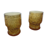 2 destructured pressed molded glasses