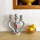 Three-branch candle holder in antique hand-painted ceramic