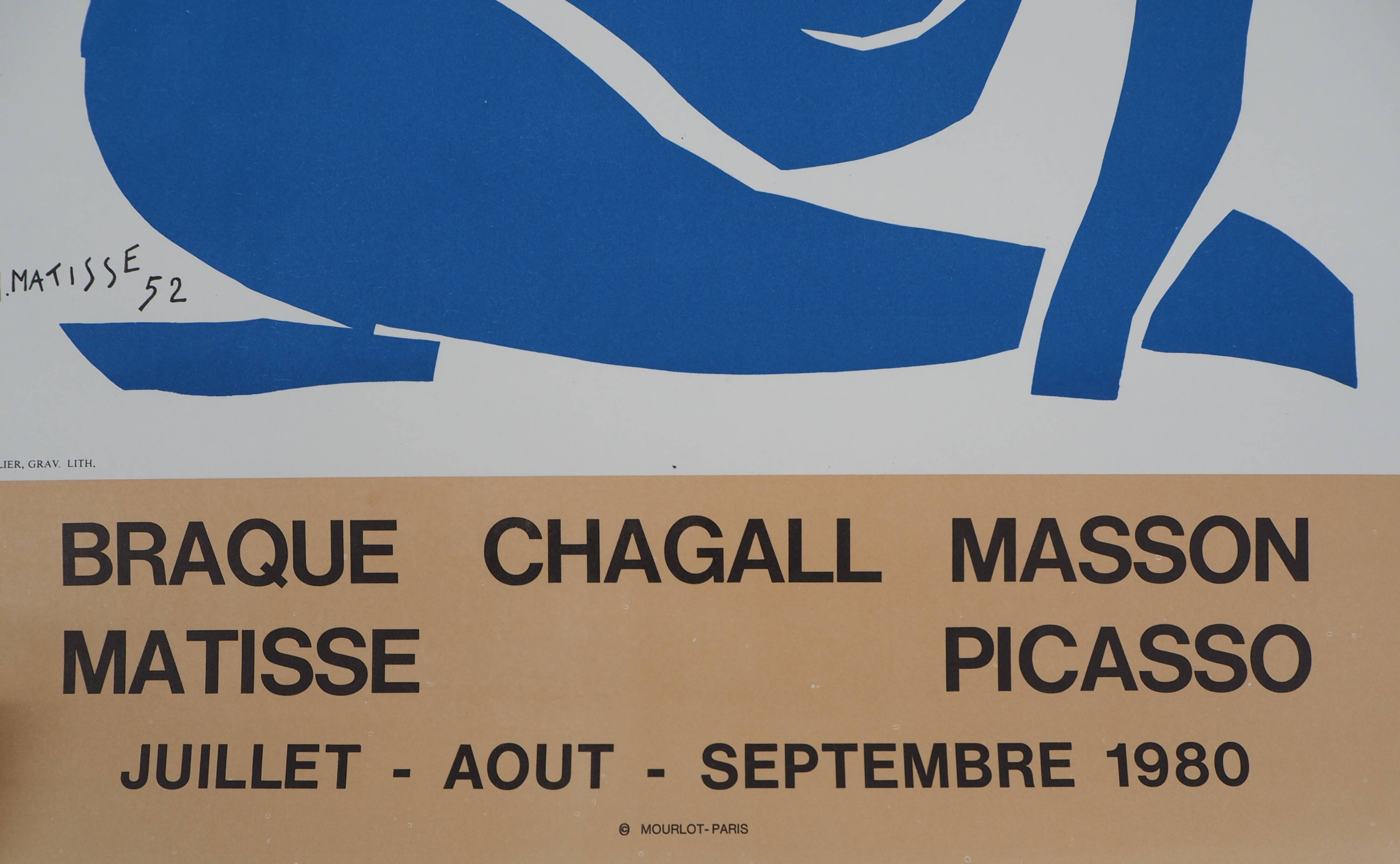 Henri matisse - nu bleu gracieux - affiche originale vintage musée céret (1980)