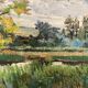 Oil on panel vintage green landscape