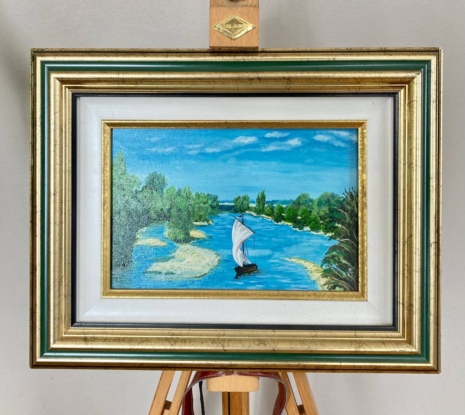 Oil painting on canvas 20th century seascape signed MLR Marie Louise REFALO