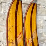 Vintage wooden Rossignol Hickory ski pair