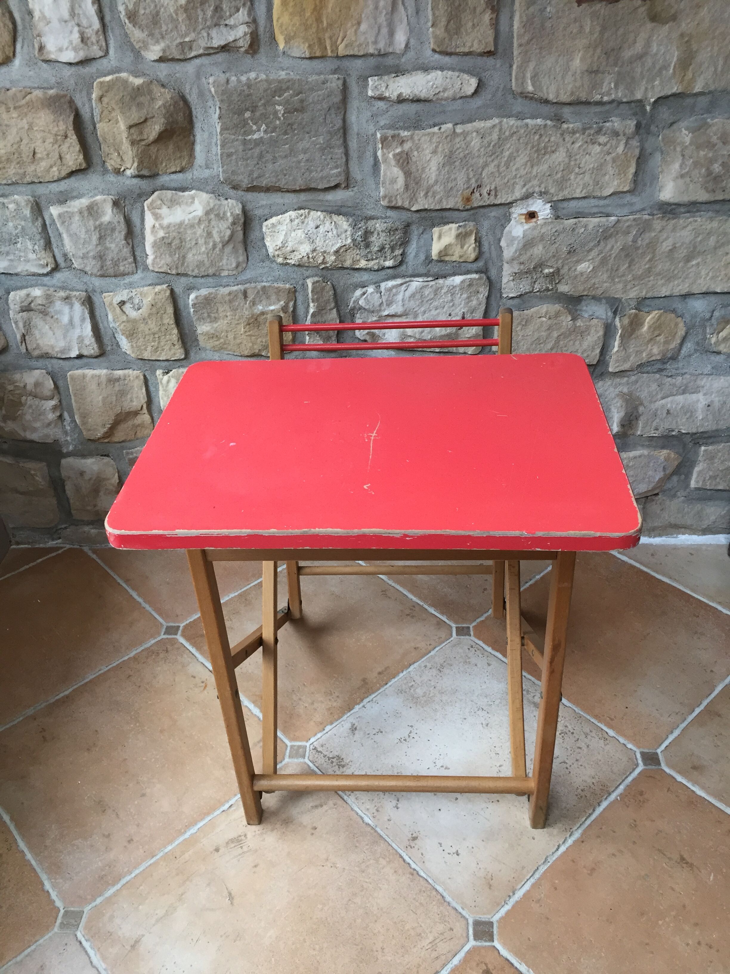 Bureau d'écolier en bois pliable vintage