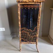 Bamboo buffet cabinet with Japanese lacquer decor