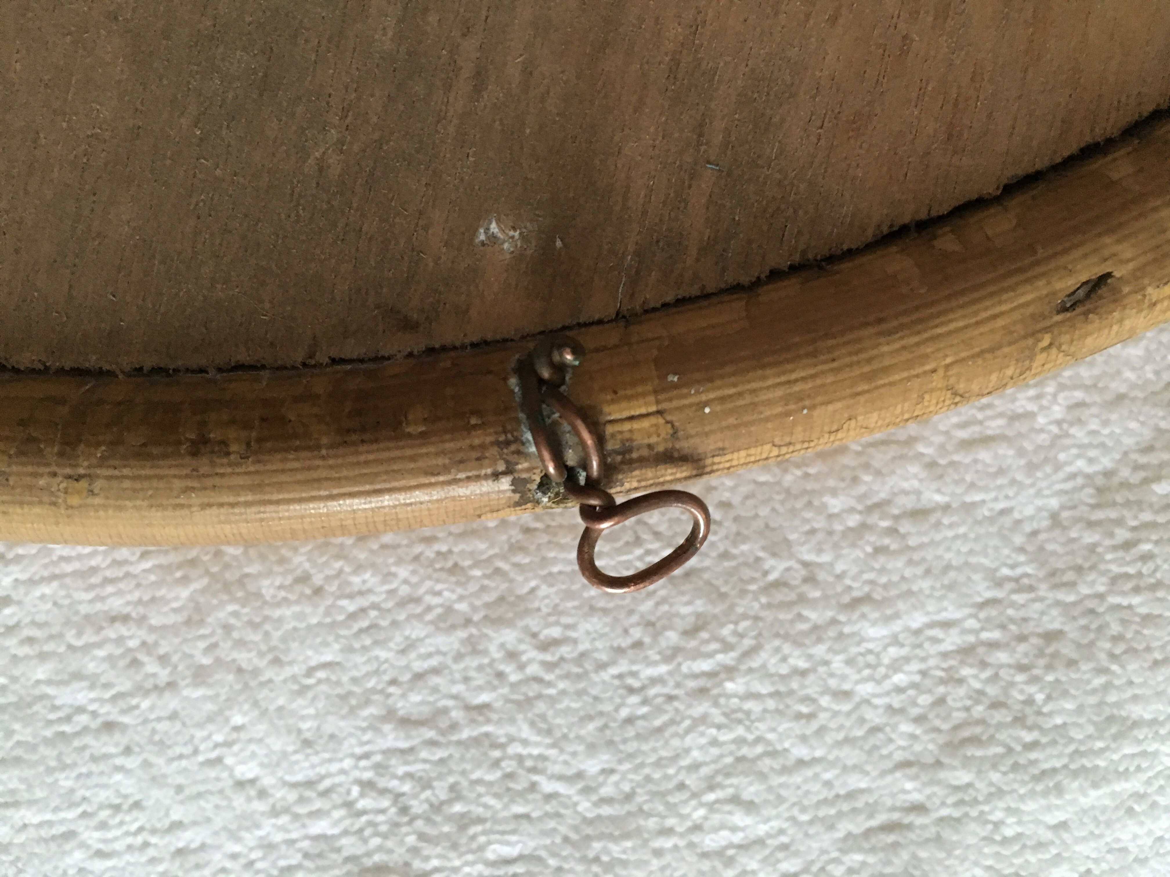 Vintage round rattan mirror 1950 29cm