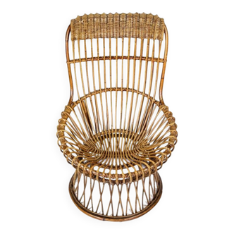 Rattan lounge chair attributed to Franco Albini, Italy 1950s.