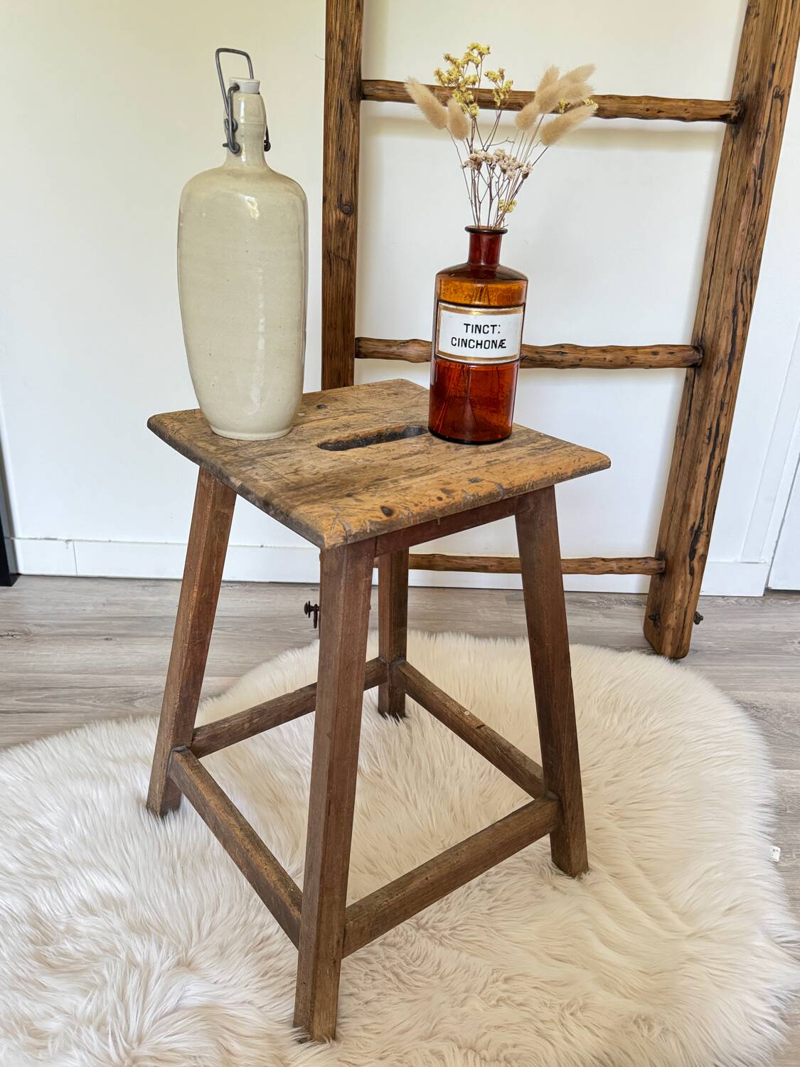 Old wooden painter's stool