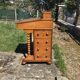 Davenport writing desk in fruitwood and burl veneer.