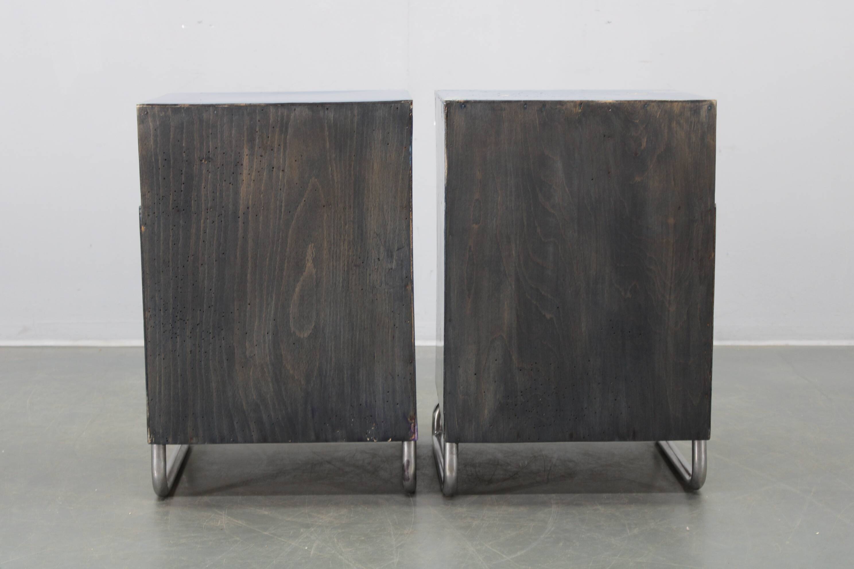 Pair of Bauhaus nightstands, Czechoslovakia, 1930s