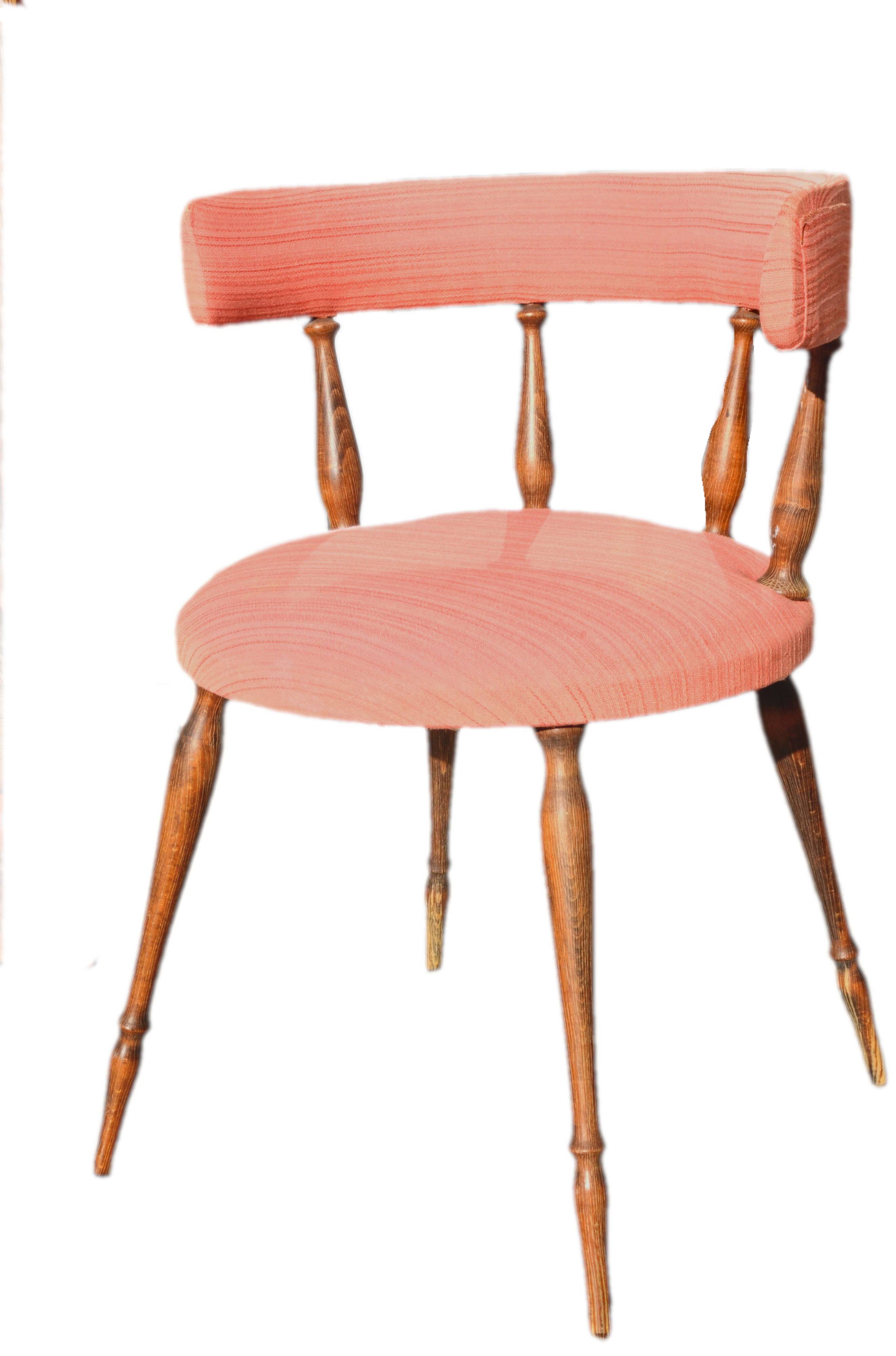 Pink gondola armchair in the style of Helmut.