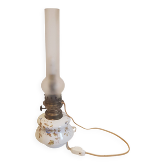 19th century oil lamp electrified works perfectly vintage floral pattern