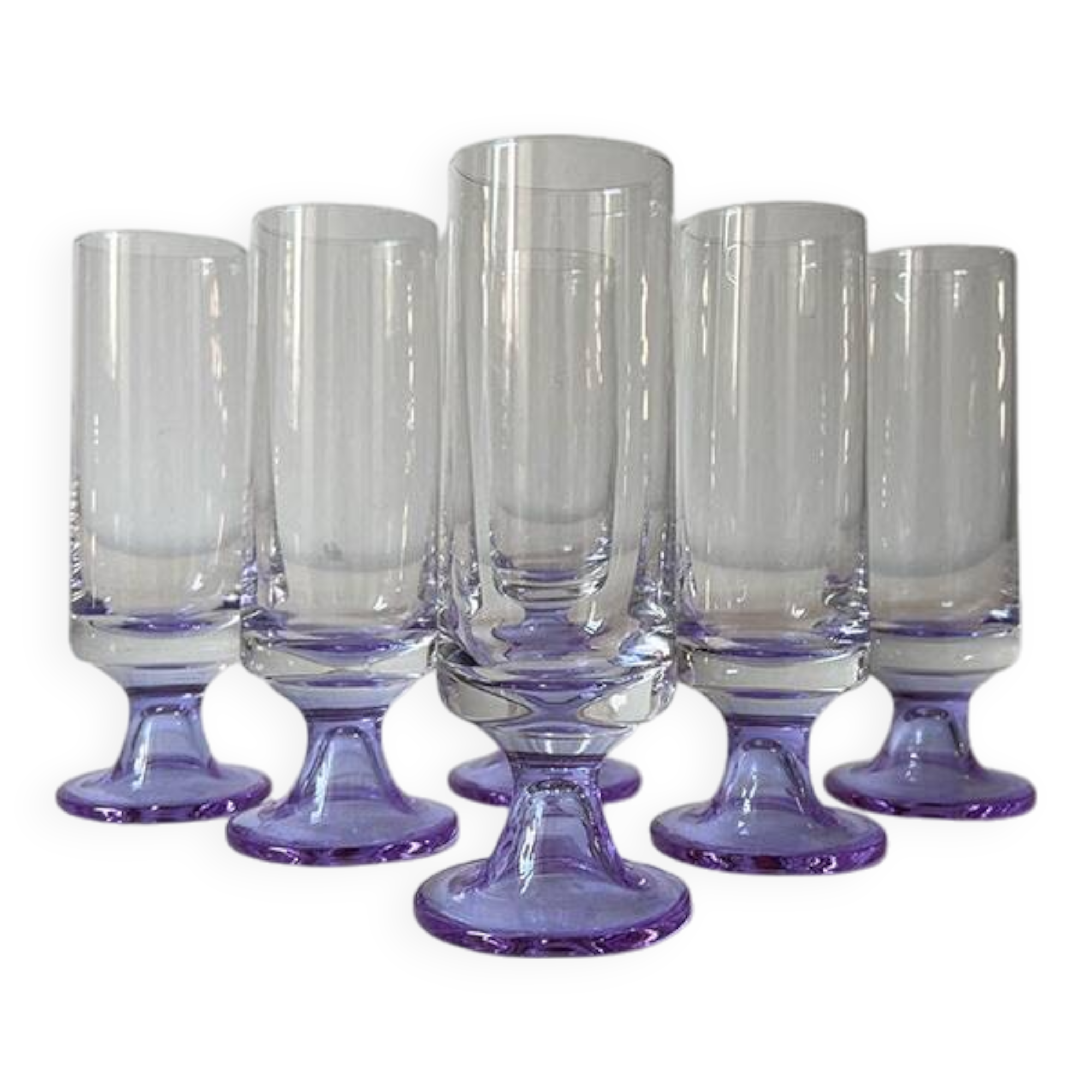 Set of 6 champagne flutes 1970