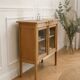 Art Deco sideboard in wood, with 2 glass doors.