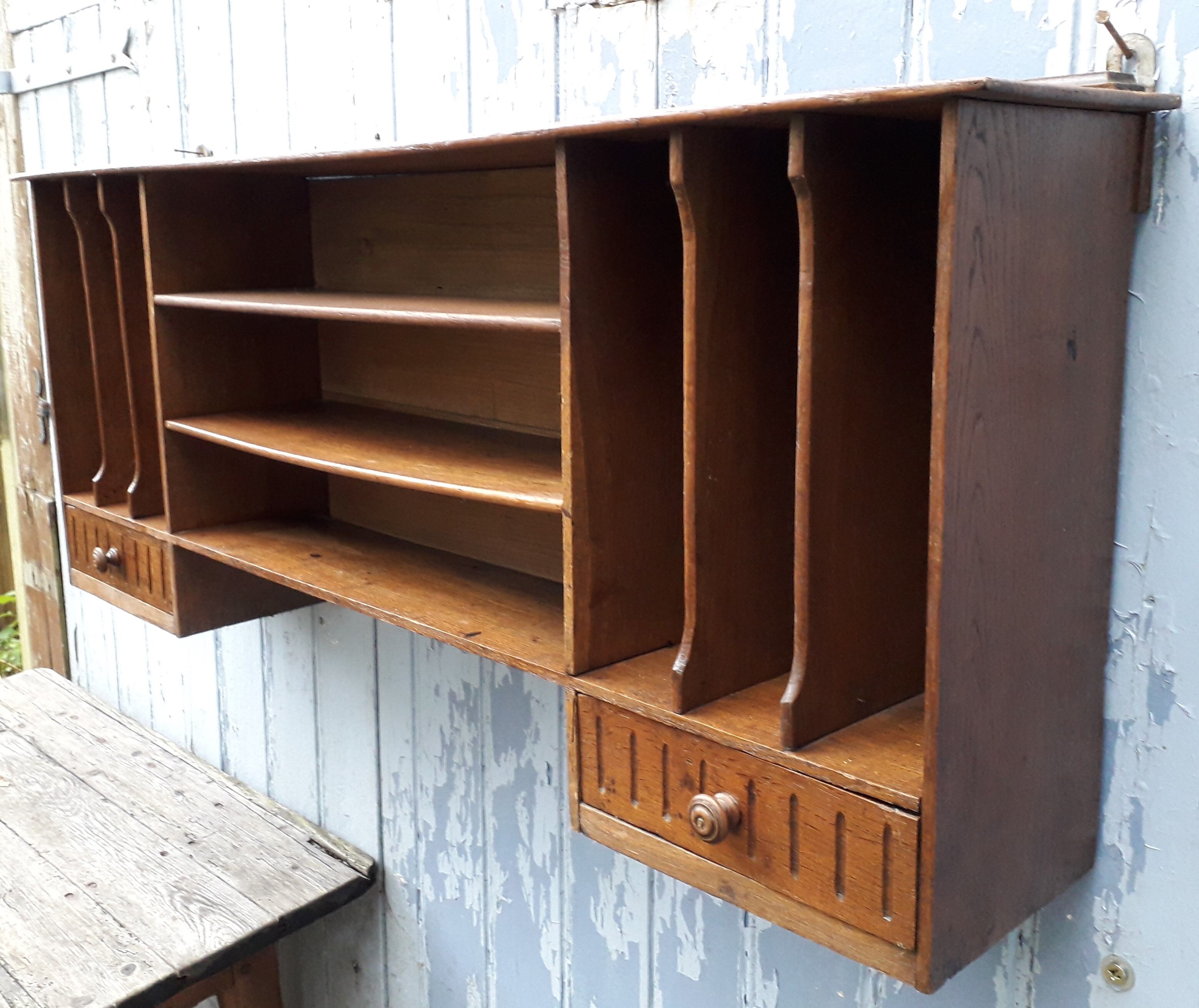 wooden desk top shelf