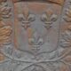 Cast iron fireplace plate fleur de lys art foundry never laid