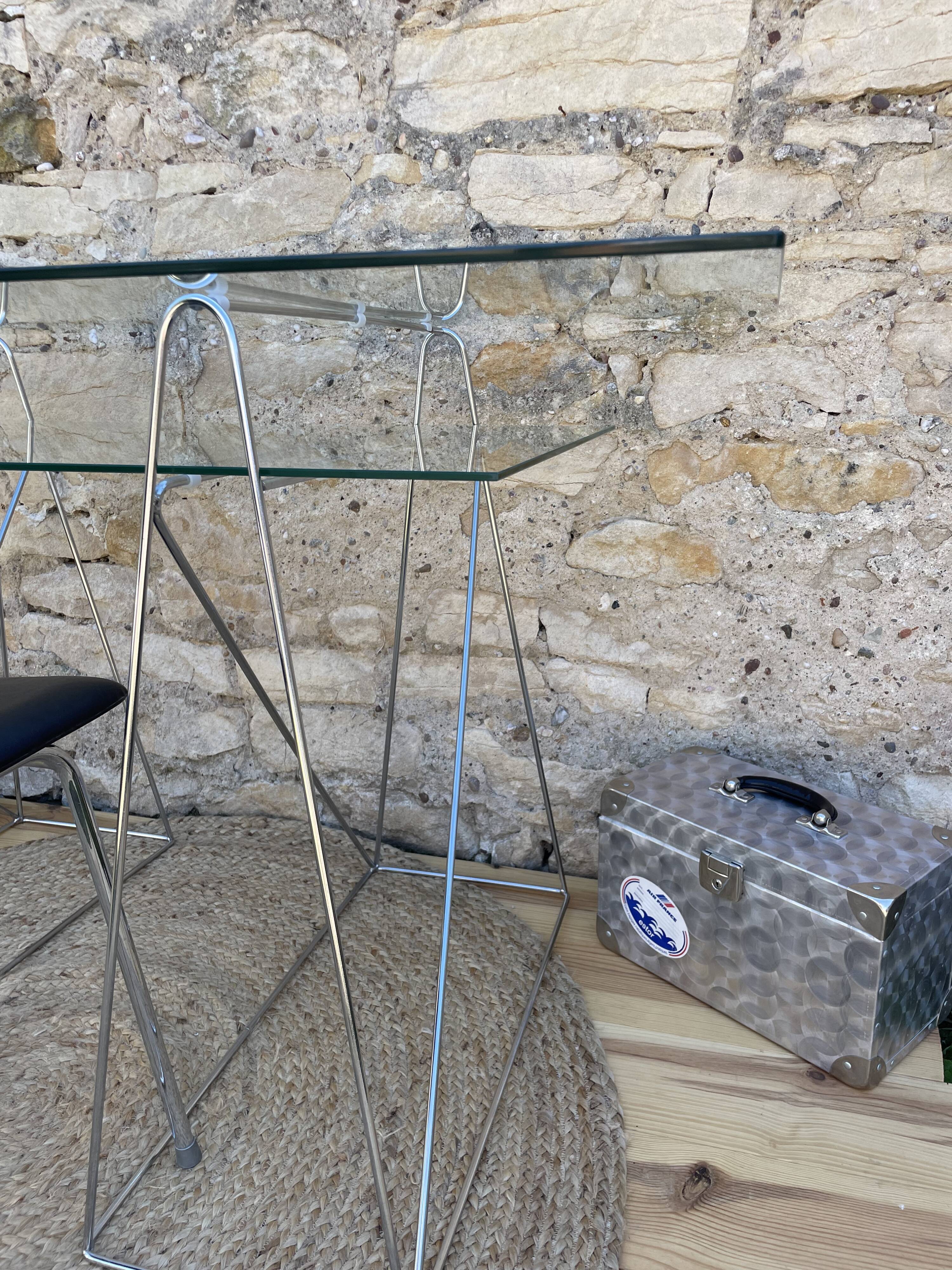 Modernist desk chrome and glass