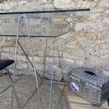 Modernist desk chrome and glass