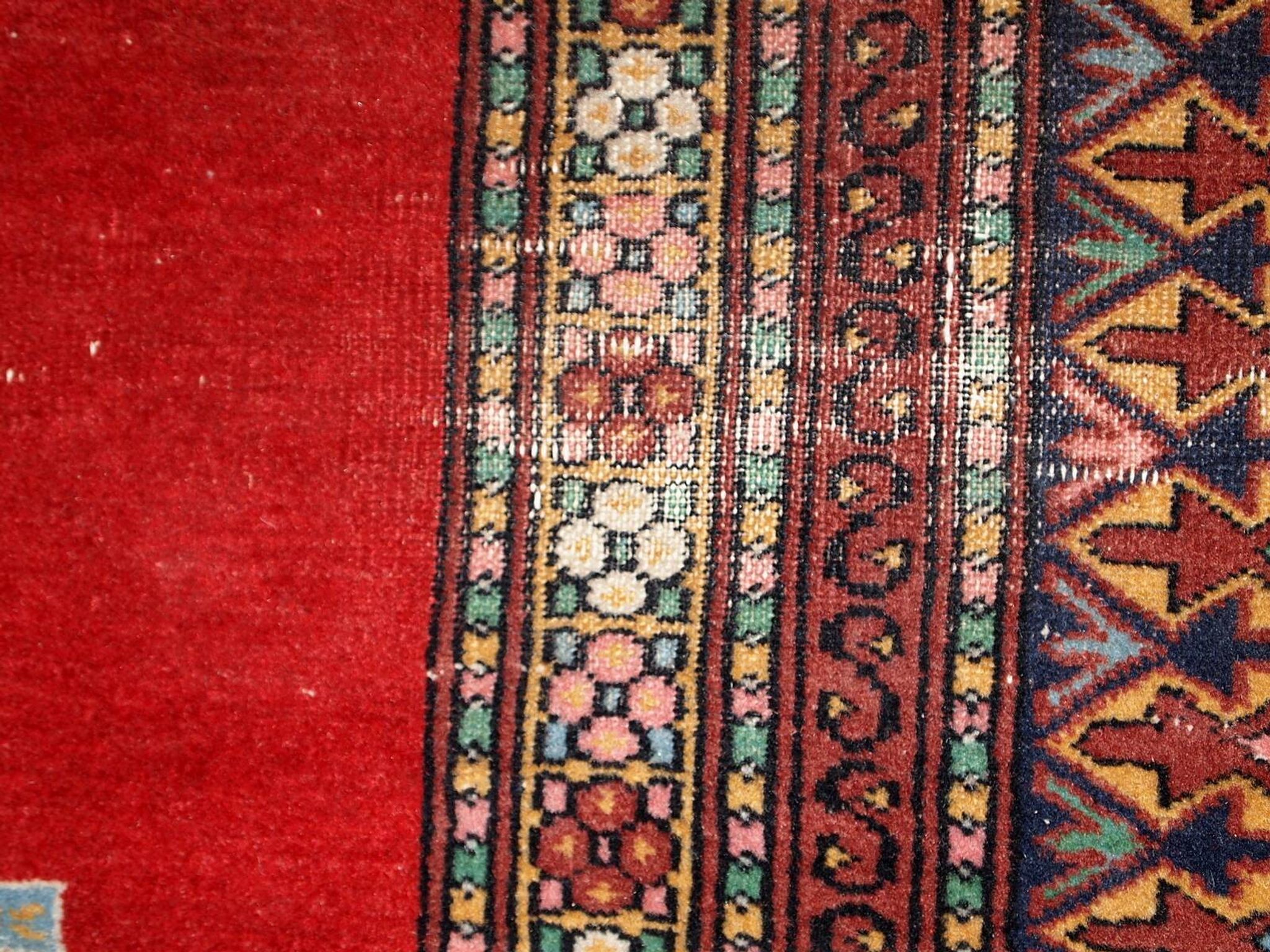Tapis vintage fait main Bukhara ouzbek 128cm x 199cm (1960s)