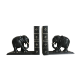 Wooden elephant bookends blackened around 1930