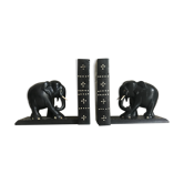 Serre-Livres éléphants en bois noirci vers 1930