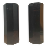 Pair of octagonal black lacquered wooden side tables