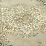 Handwoven persian vintage 274 cm x 368 cm beige wool carpet