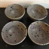 Teapot + 4 bowls in pyrite stoneware from Puisaye, Mr. Isambert Robert Deblander